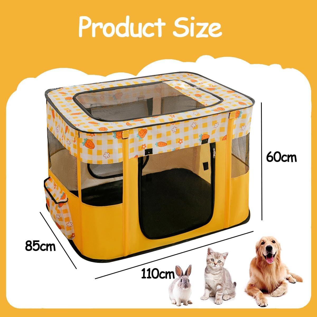 Large Portable Pet Playpen, Foldable Dog Playpen Pet Tent, Cat Delivery Room,Indoor and Outdoor Travel Playpen for Dogs, Cats and Rabbits with Free Carrying Case