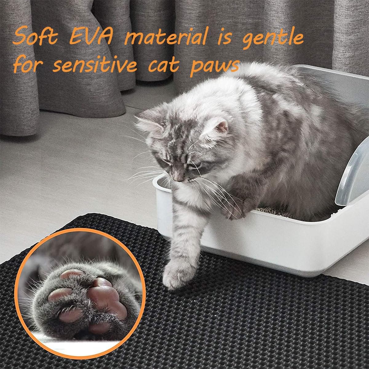 Cat Litter Mat,Cat Litter Trapping Mat,Honeycomb Double-Layer Design Waterproof Urine Proof Material,No Slip & Large,Scatter Control, Less Waste，Easier to Clean,Washable