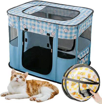 Large Portable Pet Playpen, Foldable Dog Playpen Pet Tent, Cat Delivery Room,Indoor and Outdoor Travel Playpen for Dogs, Cats and Rabbits with Free Carrying Case