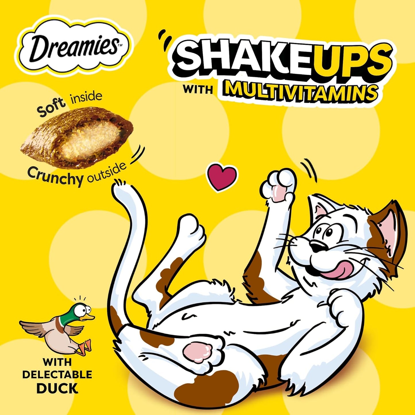 Dreamies Cat Treats with Delectable Duck, 60g Cat Treats, Crunchy on the Outside, Soft on the Inside Duck Cat Treat