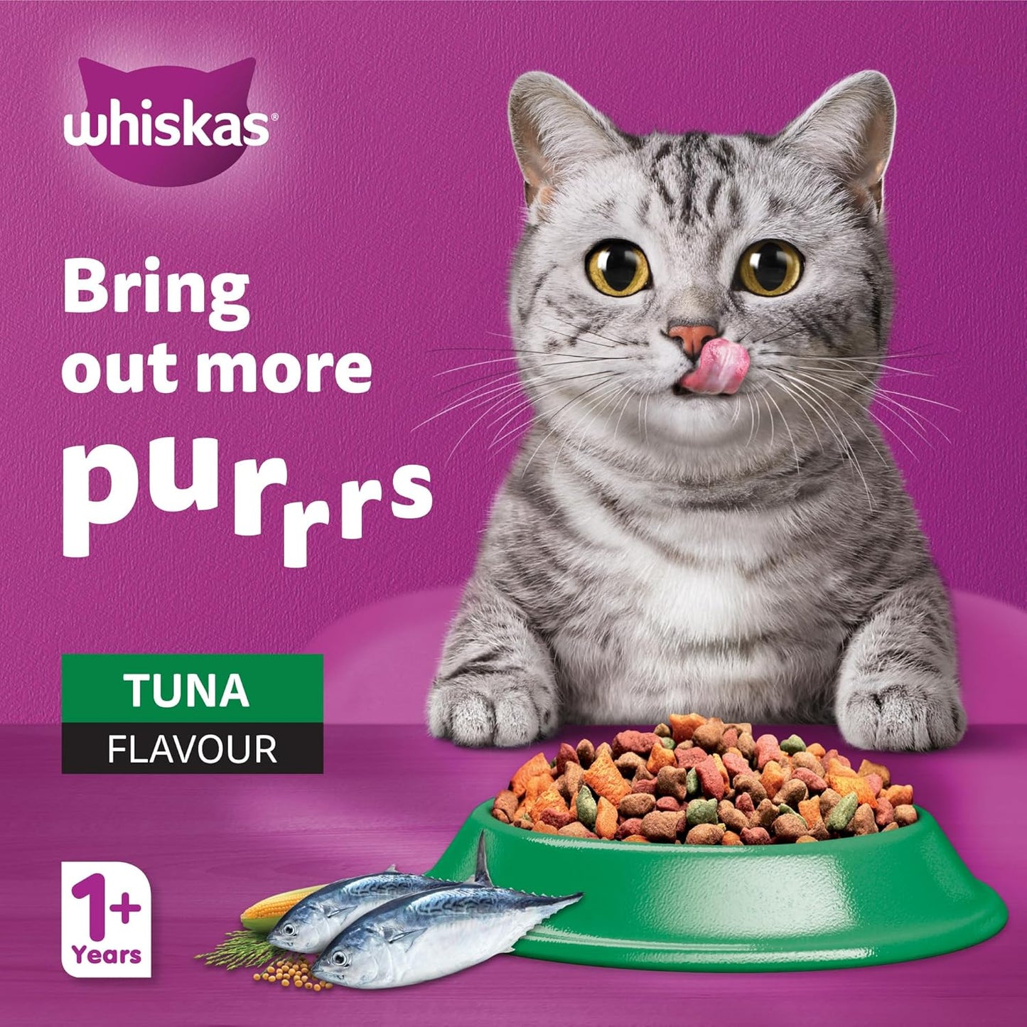 Whiskas Tuna Dry Cat Food, Bag of 1.2Kg, for Adult Cats 1+ Years, Complete Nutrition and Great Taste Cat Dry Food