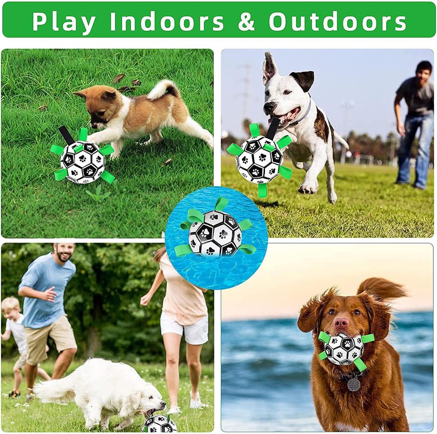 Dog Football Toy,Dog Soccer Ball with Grab Tabs, Dog Water Toy,Dog Interactive Toy Balls for Small Mudiem Large Breed Outdoor Jolly Ball for Dogs Waterproof Ball (Paw)