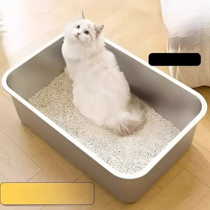 XXL Cat Litter Box Stainless Steel 60X40X15cm