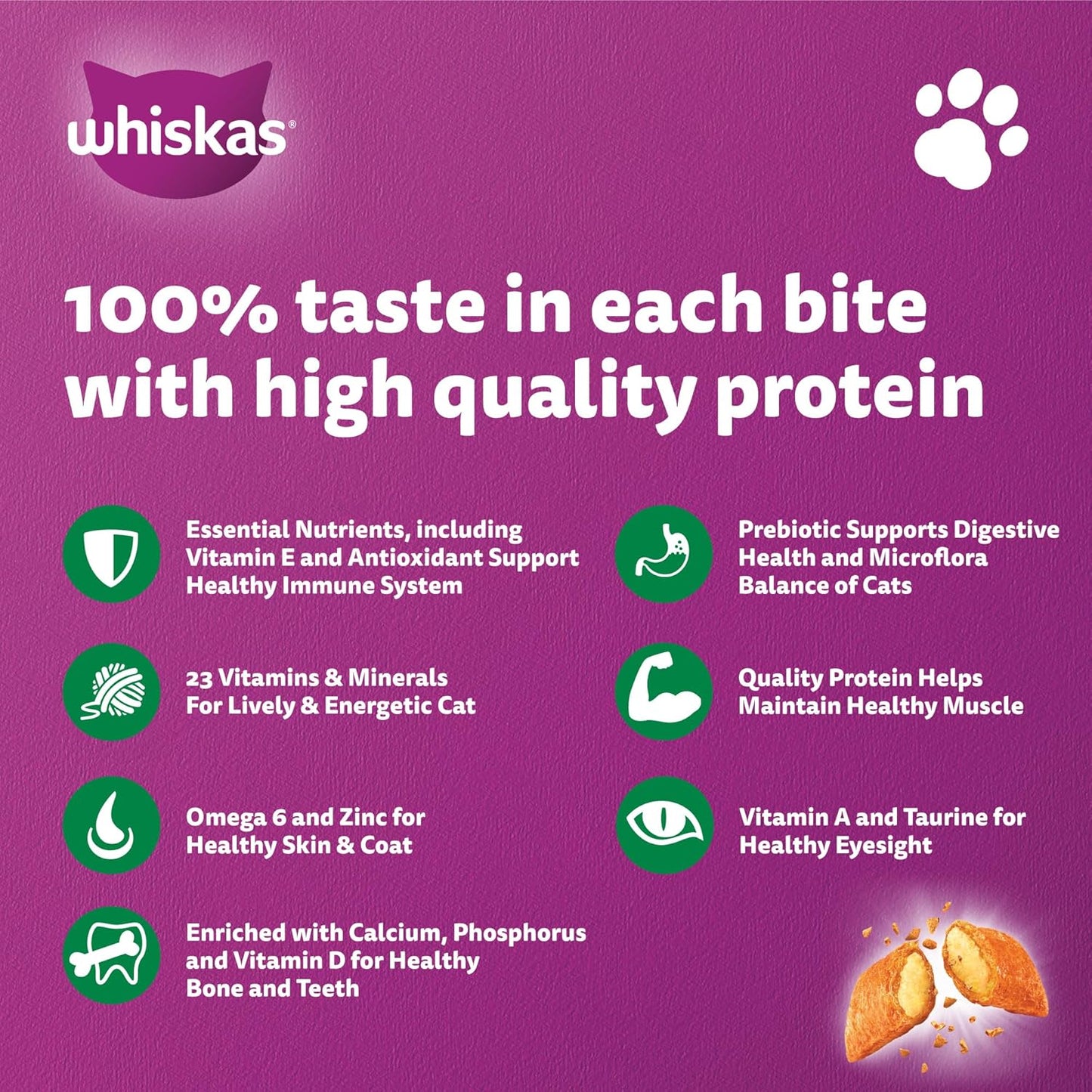 Whiskas Tuna Dry Cat Food, Bag of 1.2Kg, for Adult Cats 1+ Years, Complete Nutrition and Great Taste Cat Dry Food