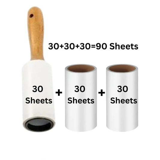 Pet Lint Roller for Cats and Dogs – Wooden Handle, 3 Rollers with 90 Sheets, Extra Sticky Hair Remover for Clothes, Furniture, Beds & Cars Pets971.com
