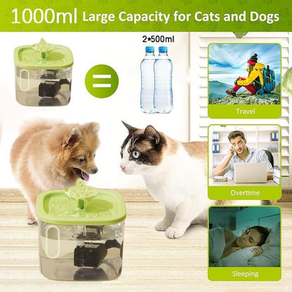 Cat Water Dispenser 1L, Cat Water Fountain, Ultra Quiet Pet Water Dispenser, Intelligent Pet Water Dispenser with Automatic Circulation Filtration, Suitable for Cats, Dogs and Other Pets Water dispenser Green