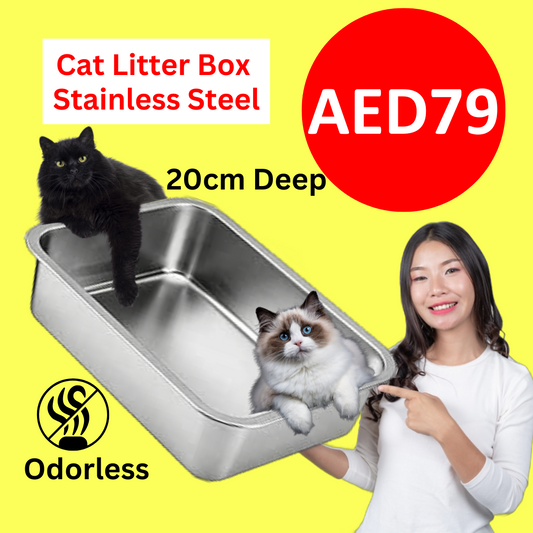 XXXL Cat Litter Box Stainless Steel 60X40X20cm