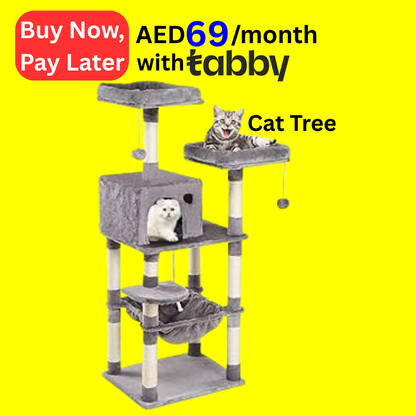 Cat Tree 4 Layers Gray 56L x 45W x 143H Centimeters