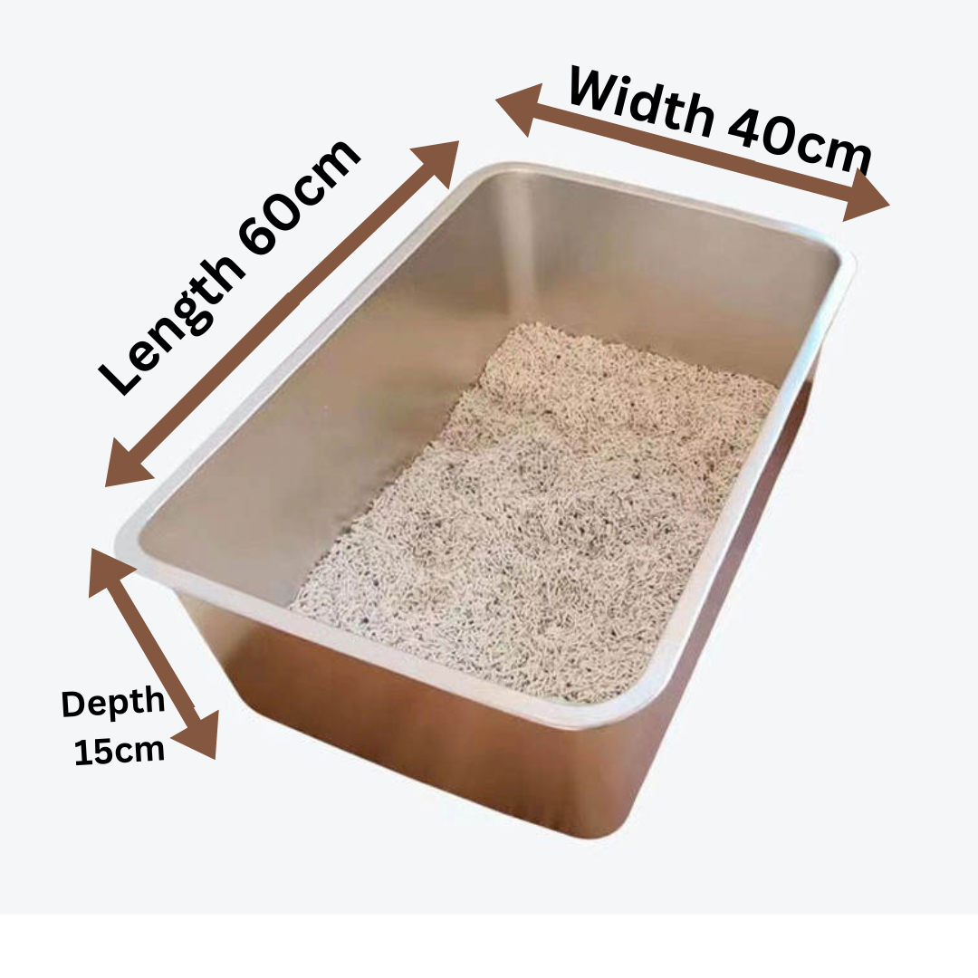 XXL Cat Litter Box Stainless Steel 60X40X15cm