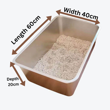 XXXL Cat Litter Box Stainless Steel 60X40X20cm