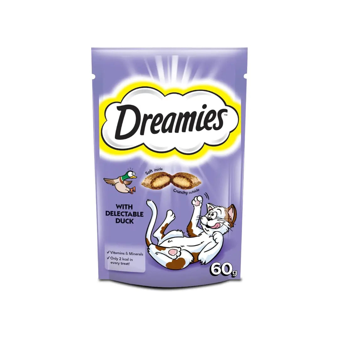 Dreamies Cat Treats with Delectable Duck, 60g Cat Treats, Crunchy on the Outside, Soft on the Inside Duck Cat Treat Pets971.com