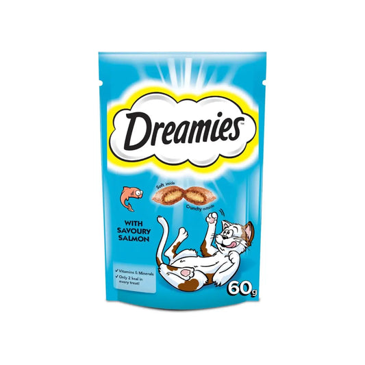 Dreamies Cat Treats with Savoury Salmon, 60g Cat Treats, Crunchy on the Outside, Soft on the Inside Salmon Cat Treat - Pets971.com
