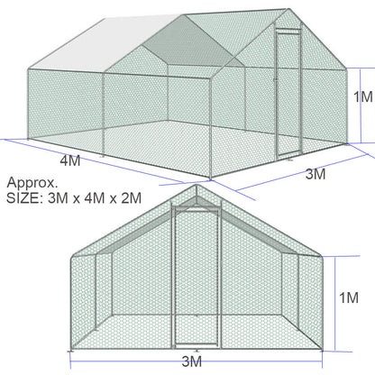 Large Outdoor Chicken Coop Size 3*4*1.95Mtr