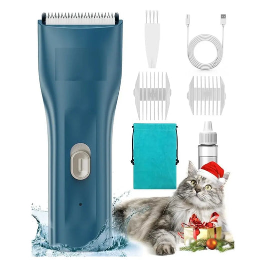 Waterproof Electric Pet Hair Trimmer for Cats – Quiet Cordless Clippers for Matted & Long Hair with Stainless Steel + Ceramic Blade & Storage Bag Pets971.com