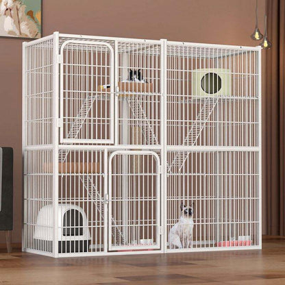 55inches Cat Cage, Bottomless Size 142x54x130cm, Three-Story Cage, Bottom Open Cat Pen