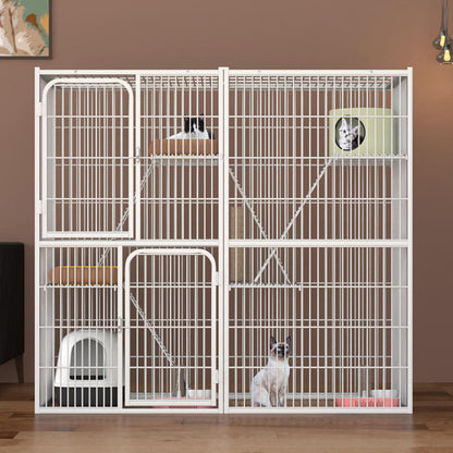 55inches Cat Cage, Bottomless Size 142x54x130cm, Three-Story Cage, Bottom Open Cat Pen