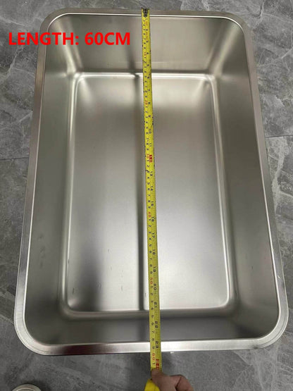 XXL Cat Litter Box Stainless Steel 60X40X15cm