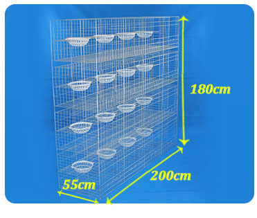 قفص تربية الحمام ذو 4 طبقات لـ 16 زوجًا