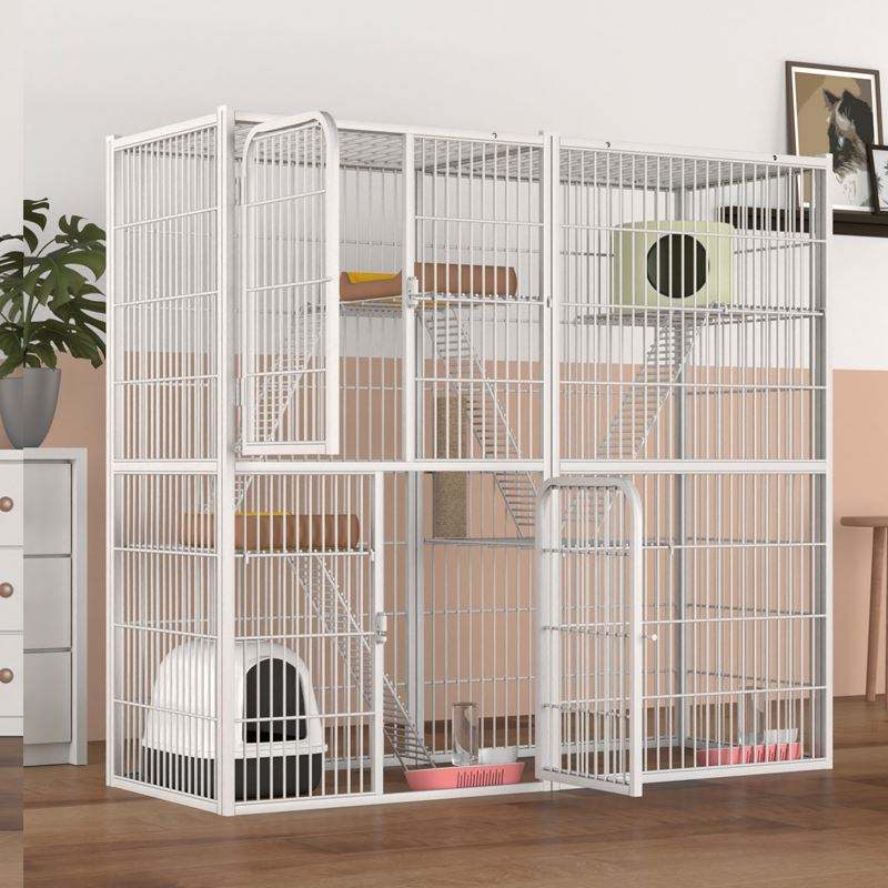 55inches Cat Cage, Bottomless Size 142x54x130cm, Three-Story Cage, Bottom Open Cat Pen