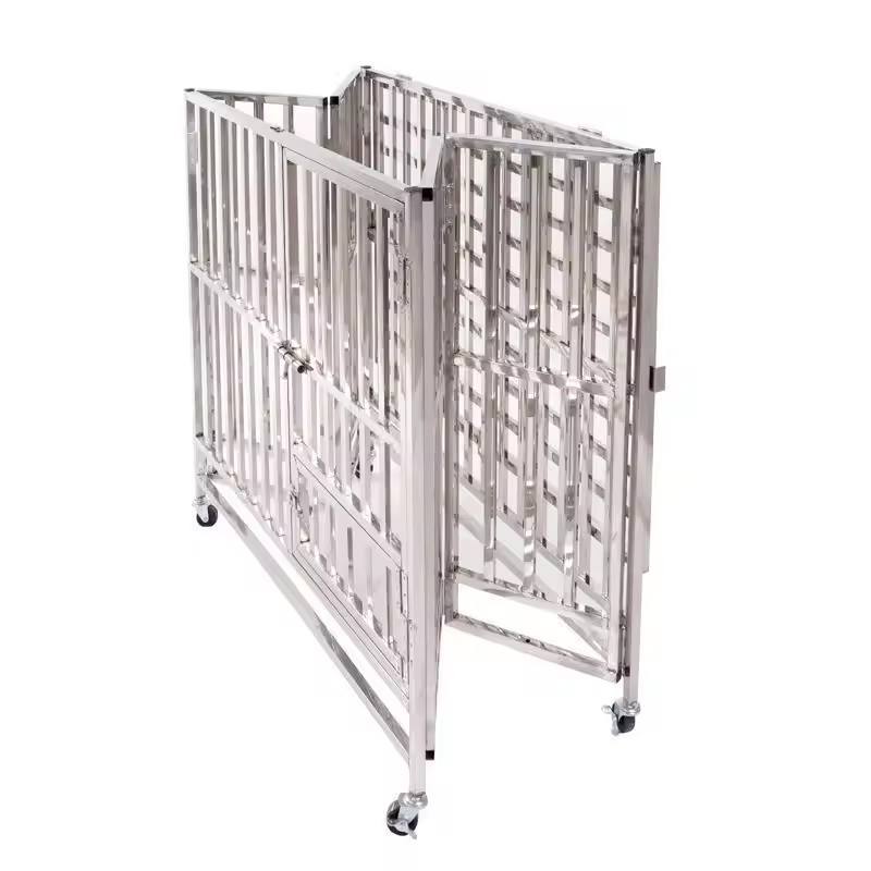 42.5 Inches Dog Cage Stainless Steel with Divider, Cage Size 108x70x90cm