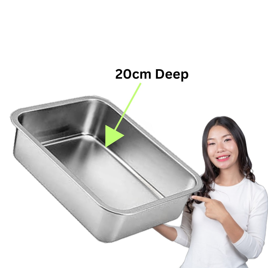 XXXL Cat Litter Box Stainless Steel 60X40X20cm