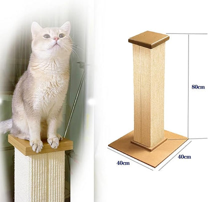 Ultimate Cat Scratching Post,80cm Tall Cat Scratchers for Indoor Cats,Cuboid Sisal cat scratch column(Brown)