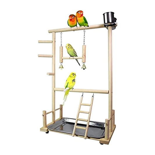 Bird Play Stand,Bird Playpen Exercise Gym,with Ladder Feeder Cup Bell Swing,Parrot Play Climb Gym for Parrots Conure Lovebirds