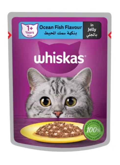 Whiskas Oceanfish in Jelly Wet Cat Food Pack of 1x80g, Wet Food for 1+ Years Adult Cats, Complete and Balanced Nutrition