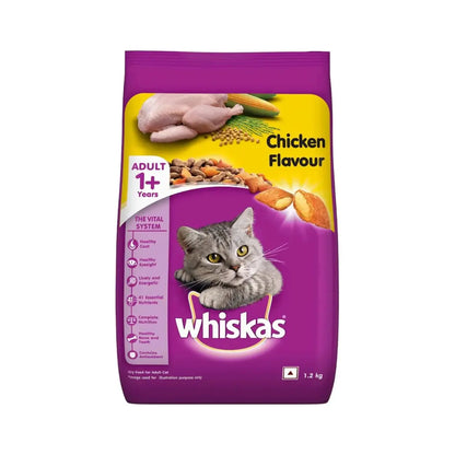 Whiskas Adult (+1 year) Dry Cat Food, Chicken Flavour, 1.2kg Pack Pets971.com