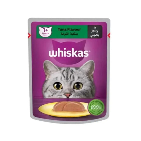 Whiskas Tuna in Jelly Wet Cat Food Pack of 1x80g, Wet Food for 1+ Years Adult Cats, Complete and Balanced Nutrition Pets971.com