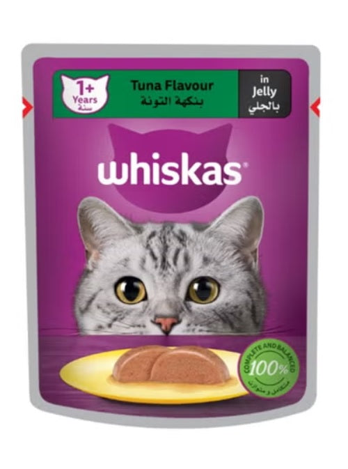 Whiskas Tuna in Jelly Wet Cat Food Pack of 1x80g, Wet Food for 1+ Years Adult Cats, Complete and Balanced Nutrition