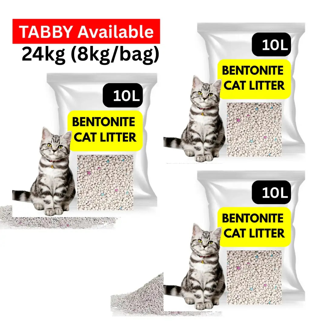 Bentonite Cat Litter 24kg (10Lx3bags, 8kg/bag), Baby Fragrance,99% Dust-Free, Low Tracking, Quick Clumping,Superior Odor Control,Non-Stick Formula,Easy to Clean - Pets971.com
