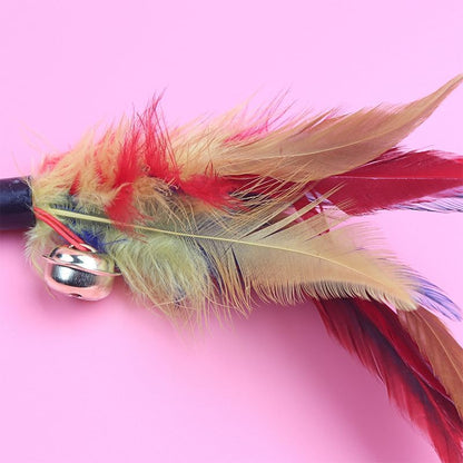 Cat Teaser Wand with Colorful Bell- 1pc (Random color)