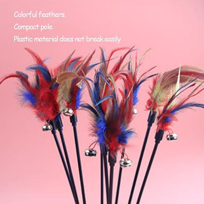 Cat Teaser Wand with Colorful Bell- 1pc (Random color)