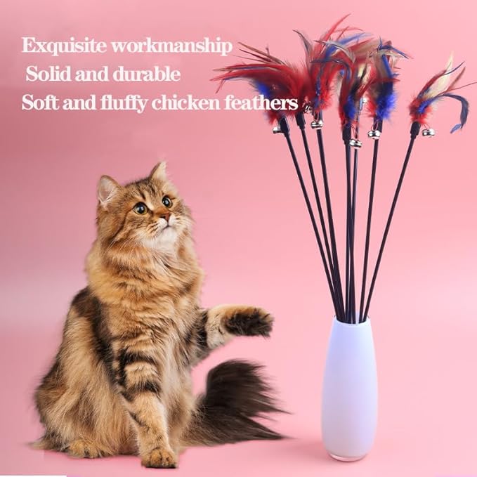 Cat Teaser Wand with Colorful Bell- 1pc (Random color)