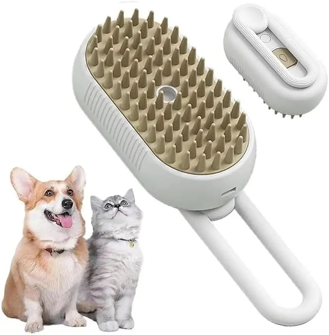 3 in 1 Pet Steam Brush, One Button Spray Pet Hair Removal Tool, 360 ° Rotary Handle, Multi-function Dog Hair Brush, to Remove Tangles and Eliminate Flying Hairs (white) Pets971.com