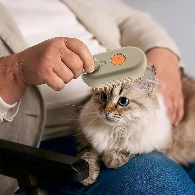 3 in 1 Pet Steam Brush, One Button Spray Pet Hair Removal Tool, 360 ° Rotary Handle, Multi-function Dog Hair Brush, to Remove Tangles and Eliminate Flying Hairs (white) Pets971.com