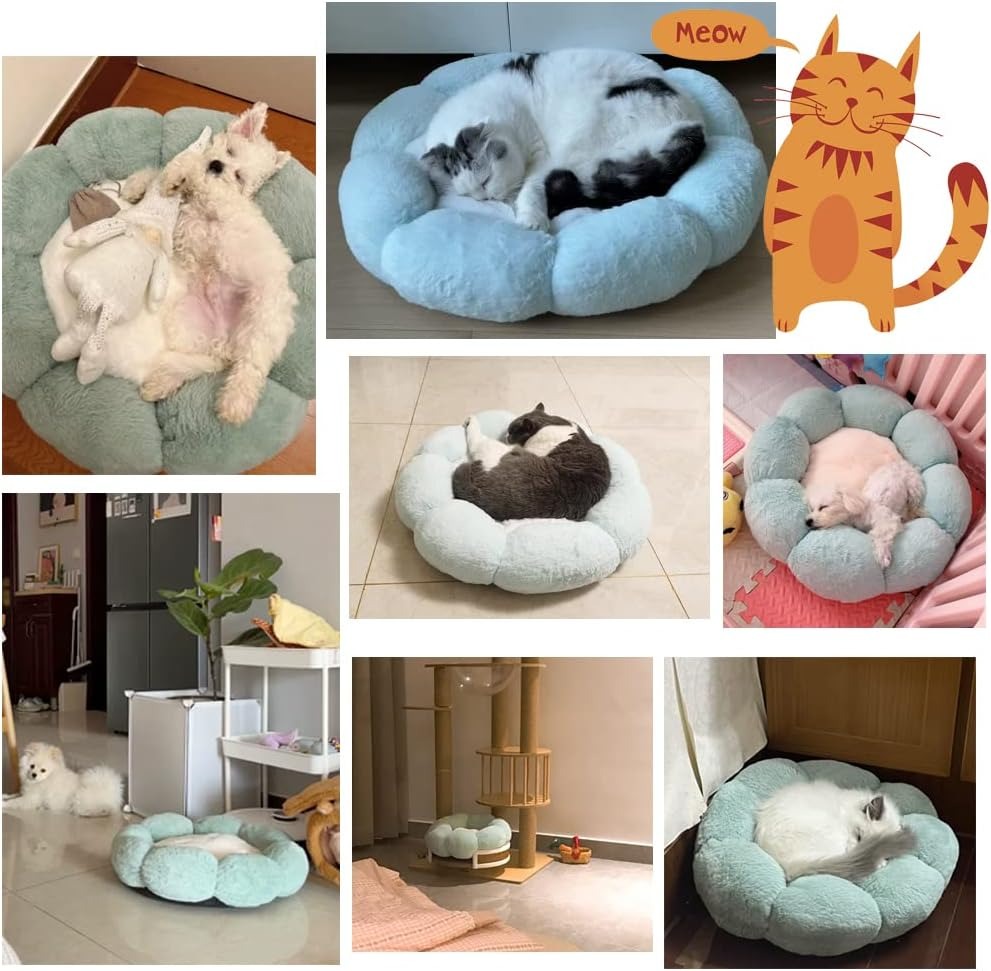 Green Plush Pet Bed Medium 53.79cm – Ultra Soft Synthetic Fur Dog & Cat Bed with PP Cotton Filling | Comfortable Breathable Pet Cushion UAE