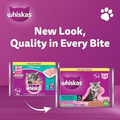 Whiskas Junior Tuna in Jelly, Wet Kitten Food Pack of 1x80g, for Kittens from 2 to 12 months, for a Complete Nutrition Pets971.com