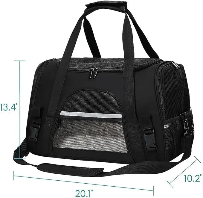 Airline Approved Soft Sided Pet Carrier with Fleece Pad for Cat and Small Dogs, Portable Cozy Travel Pet Bag, Car Seat Safe Carrier (43 * 25 * 28cm, Gray(with Fluff cushion)) Pets971.com