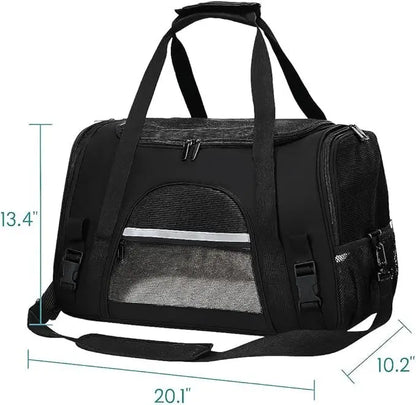 Airline Approved Soft Sided Pet Carrier with Fleece Pad for Cat and Small Dogs, Portable Cozy Travel Pet Bag, Car Seat Safe Carrier (43 * 25 * 28cm, Gray(with Fluff cushion)) Pets971.com