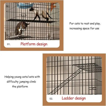 Foldable Iron Cat Cage – 68×49×58 cm Indoor / Outdoor Cat Enclosure Pets971.com