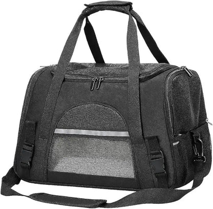 Airline Approved Soft Sided Pet Carrier with Fleece Pad for Cat and Small Dogs, Portable Cozy Travel Pet Bag, Car Seat Safe Carrier (43 * 25 * 28cm, Gray(with Fluff cushion)) Pets971.com