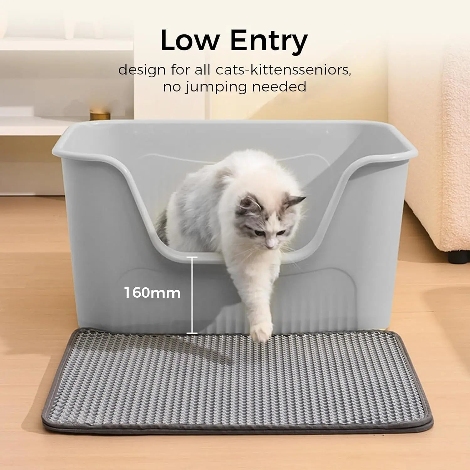 Large Cat Litter Box, 64.2 * 45.3 * 33.3cm Pets971.com
