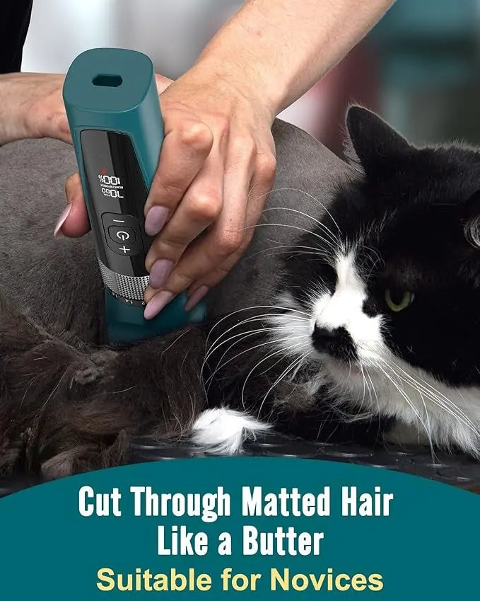 Electric Pet Hair Trimmer Set for Cats & Dogs – 5-Speed Motor, Low-Noise Grooming Clippers, Ceramic Blade, Waterproof, Rechargeable with LCD Display Pets971.com