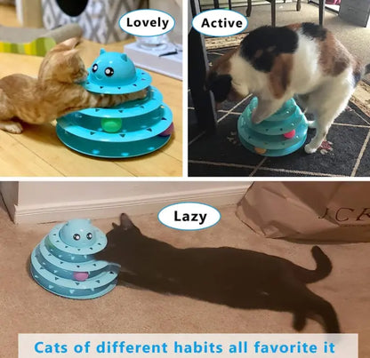 3 Layers Cat Track Roller Ball Tower Toy – Cat Turntable Interactive Toy for Cats & Dogs Pets971.com