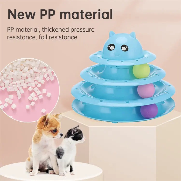 3 Layers Cat Track Roller Ball Tower Toy – Cat Turntable Interactive Toy for Cats & Dogs Pets971.com
