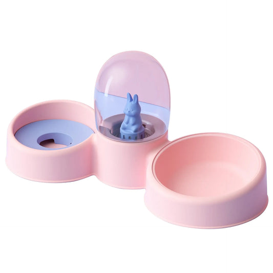 Double Bowl Automatic Feeder & Water Dispenser for Cats, Rabbits & Small Dogs – 350ml Water + 500ml Food Capacity Pets971.com