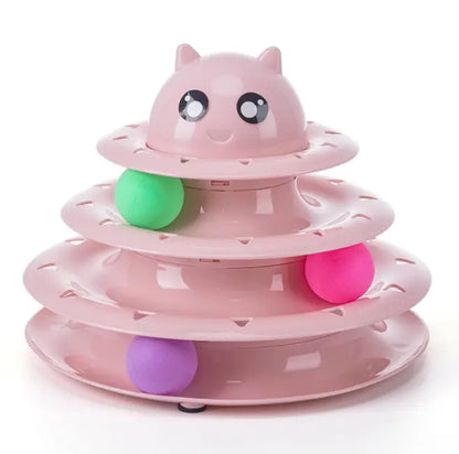 3 Layers Cat Track Roller Ball Tower Toy – Cat Turntable Interactive Toy for Cats & Dogs Pets971.com