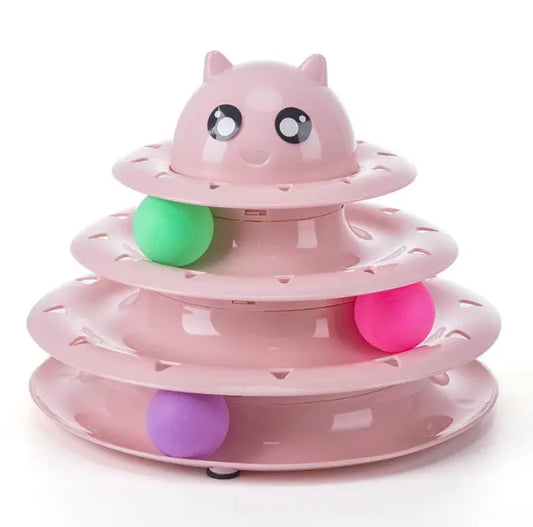 3 Layers Cat Track Roller Ball Tower Toy – Cat Turntable Interactive Toy for Cats & Dogs Pets971.com